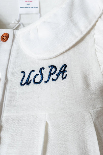 U.S. Polo Assn. Ecru Baby Girl Ecru Two Pieces Set SKU: USB2968_Ecru Image 02