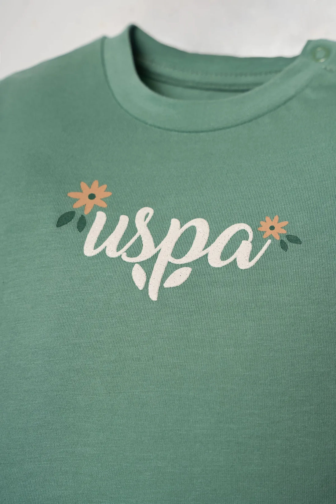 U.S. Polo Assn. Green Baby Girl Green T-Shirt and Short Set SKU: USB2982_Green Image 02