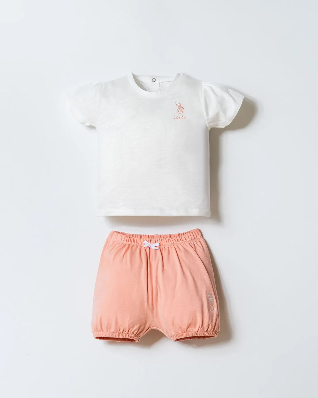 U.S. Polo Assn. White-Powder Baby Girl White-Powder T-Shirt and Short Set SKU: USB2987_White-Powder Image 01