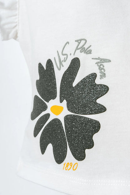 U.S. Polo Assn. White-Green Baby Girl White-Green T-Shirt and Short Set SKU: USB2993_White-Green Image 02