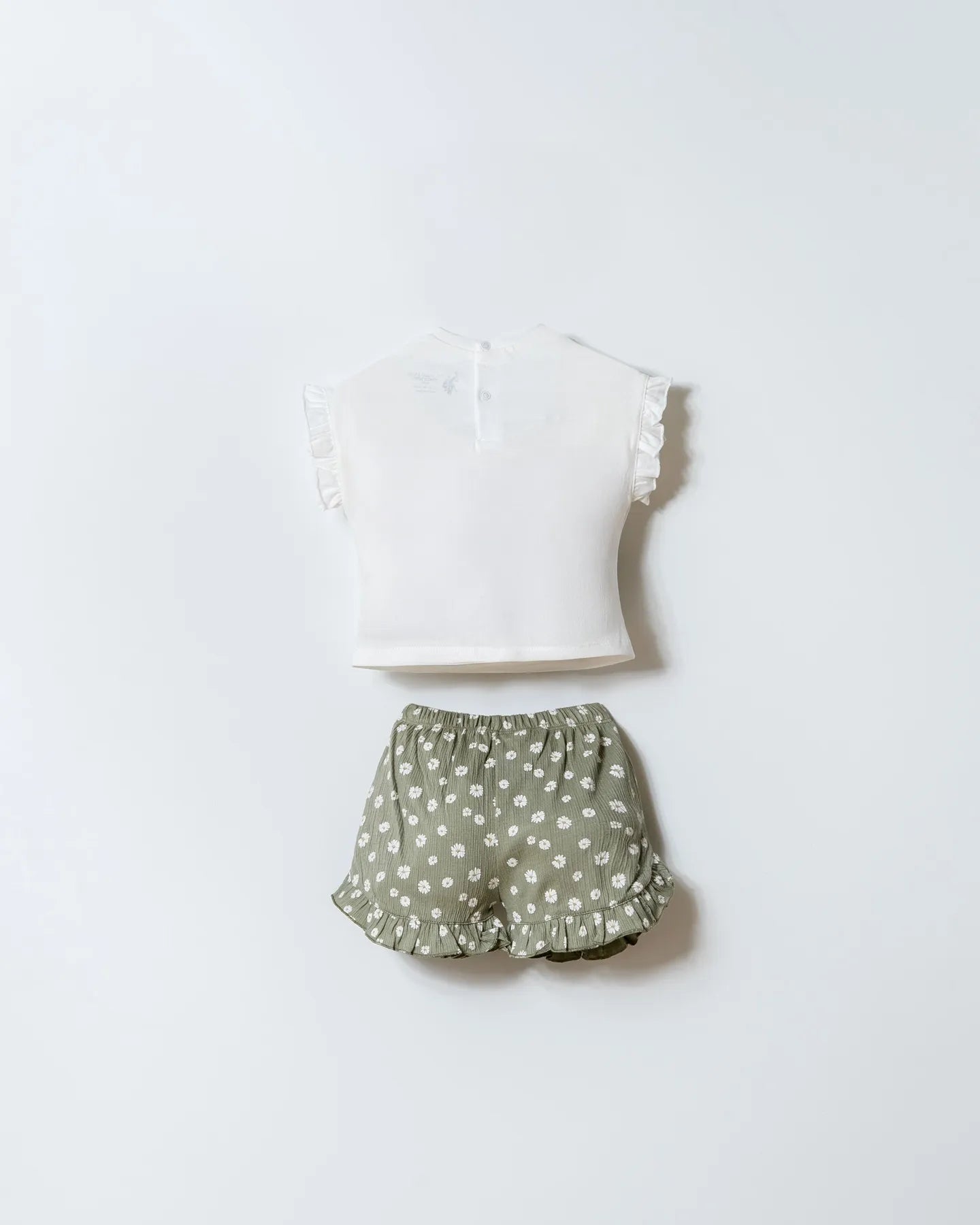 U.S. Polo Assn. White-Green Baby Girl White-Green T-Shirt and Short Set SKU: USB2993_White-Green Image 04