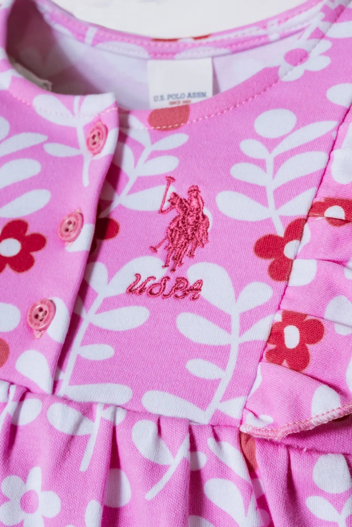 U.S. Polo Assn. Pink Baby Girl Pink T-Shirt and Short Set SKU: USB3005_Pink Image 02