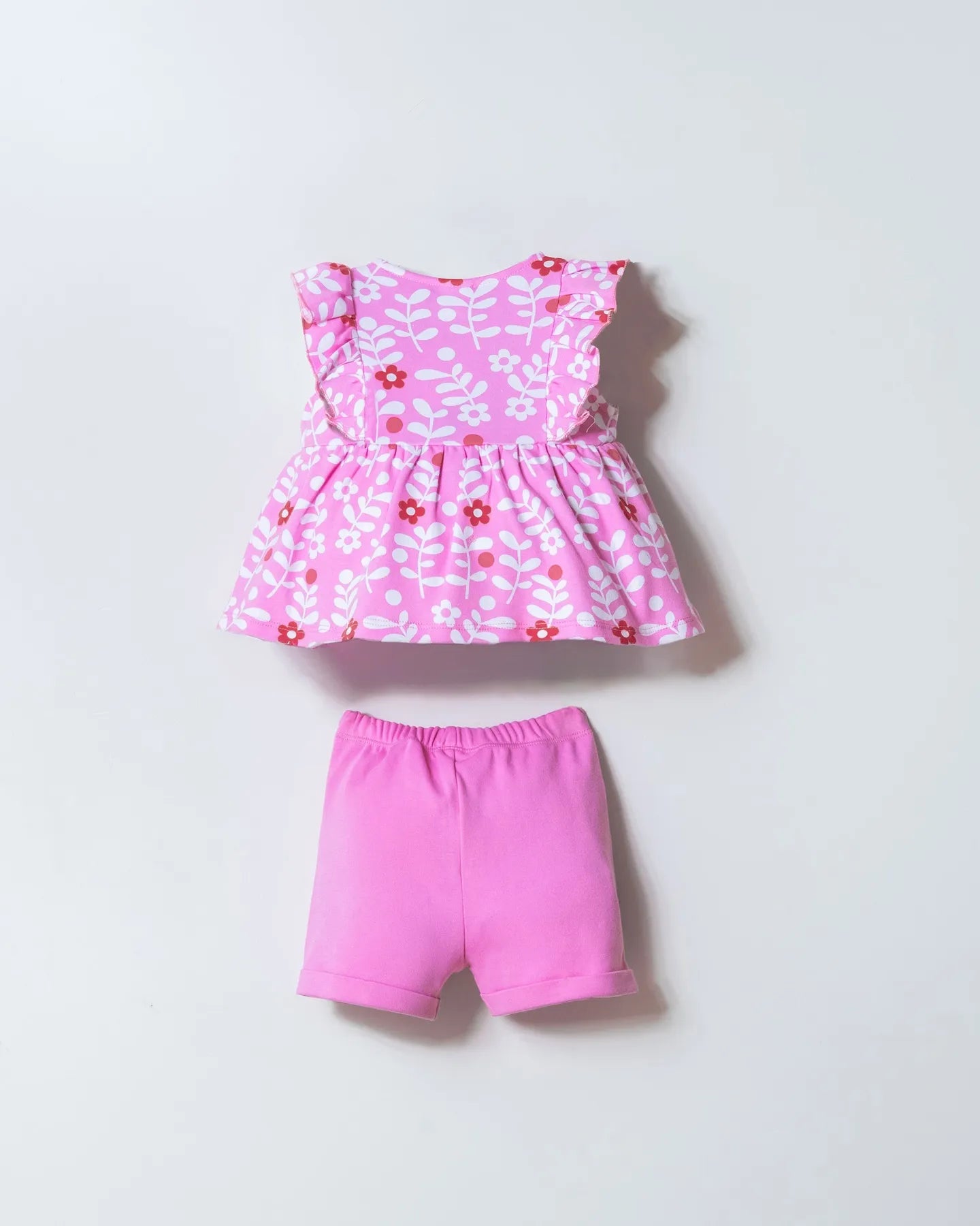 U.S. Polo Assn. Pink Baby Girl Pink T-Shirt and Short Set SKU: USB3005_Pink Image 04