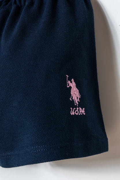 U.S. Polo Assn. Pink Baby Girl Pink T-Shirt and Short Set SKU: USB3028_Pink Image 03