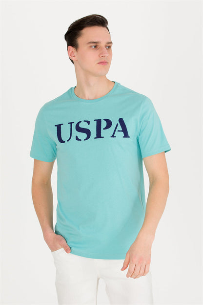 Green Short Sleeve Round Neck Graphic T-Shirt With Brand Name