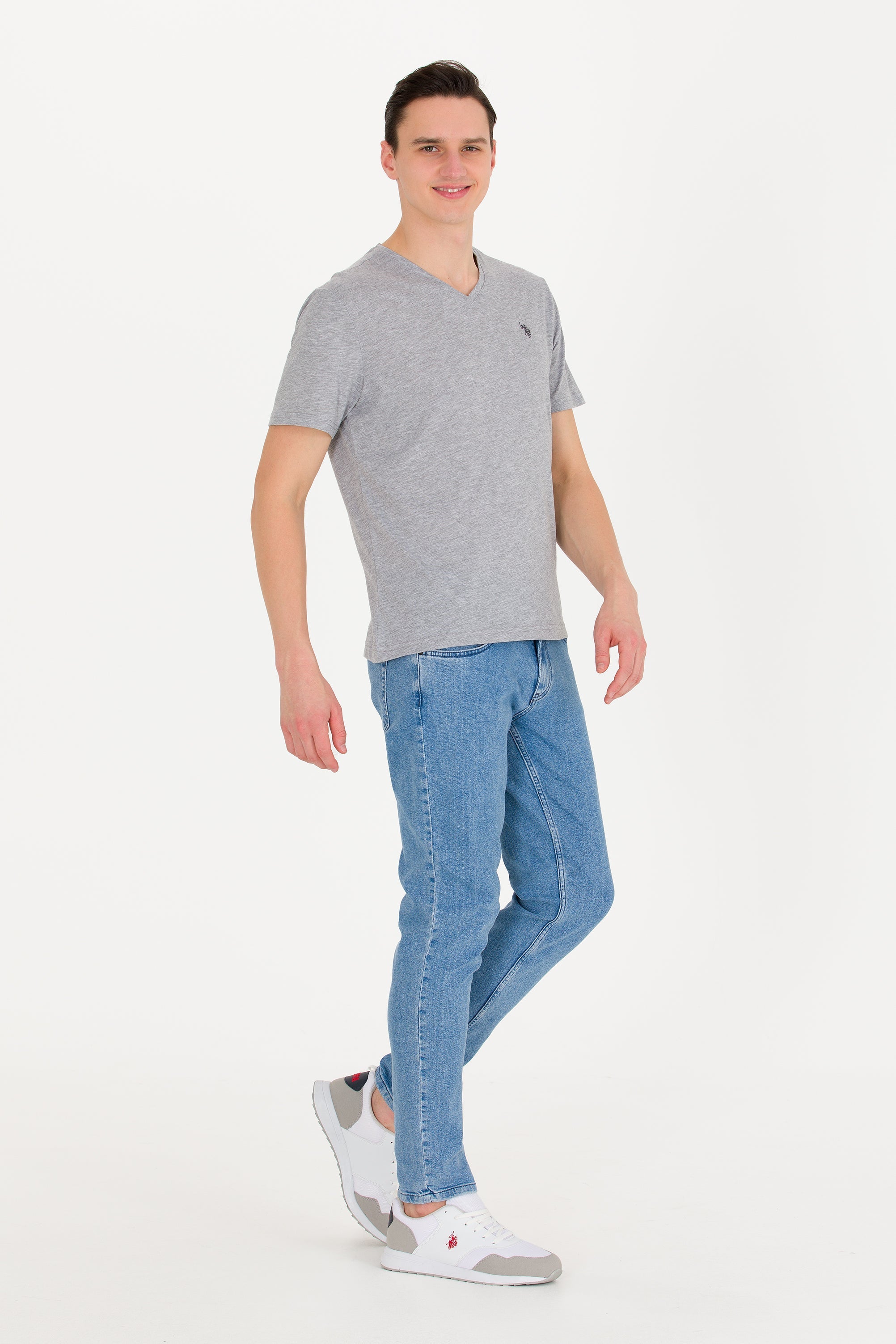 Grey Short Sleeve V-Neck T-Shirt