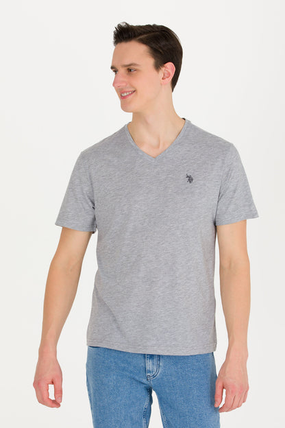 Grey Short Sleeve V-Neck T-Shirt