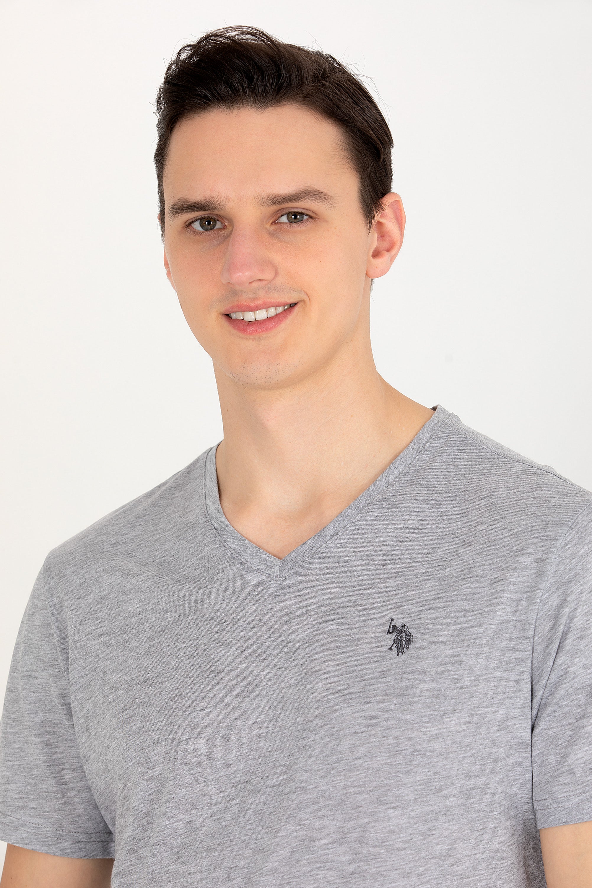 Grey Short Sleeve V-Neck T-Shirt