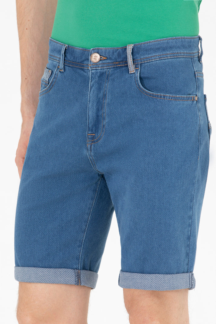 Medium Wash Denim Shorts - BEVAVA
