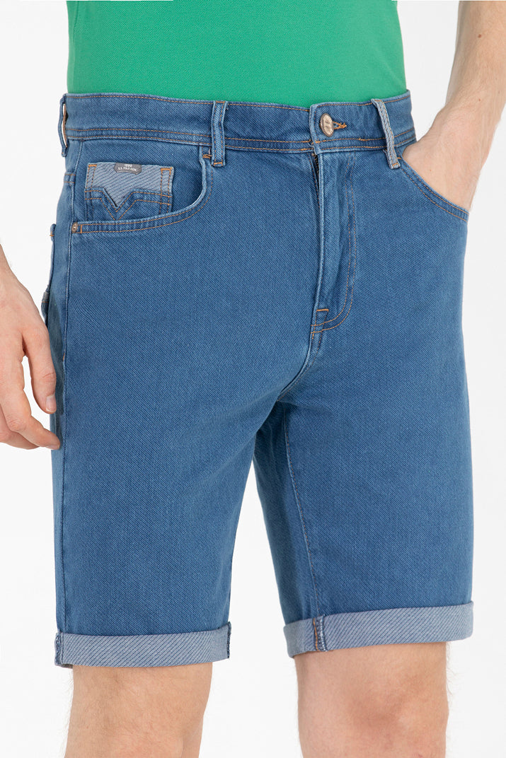 Medium Wash Denim Shorts - BEVAVA