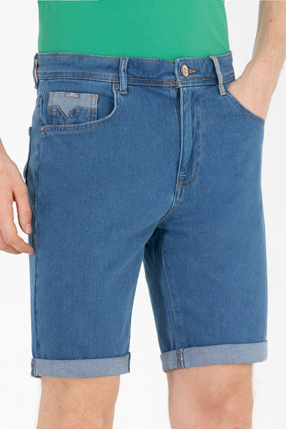 Medium Wash Denim Shorts - BEVAVA