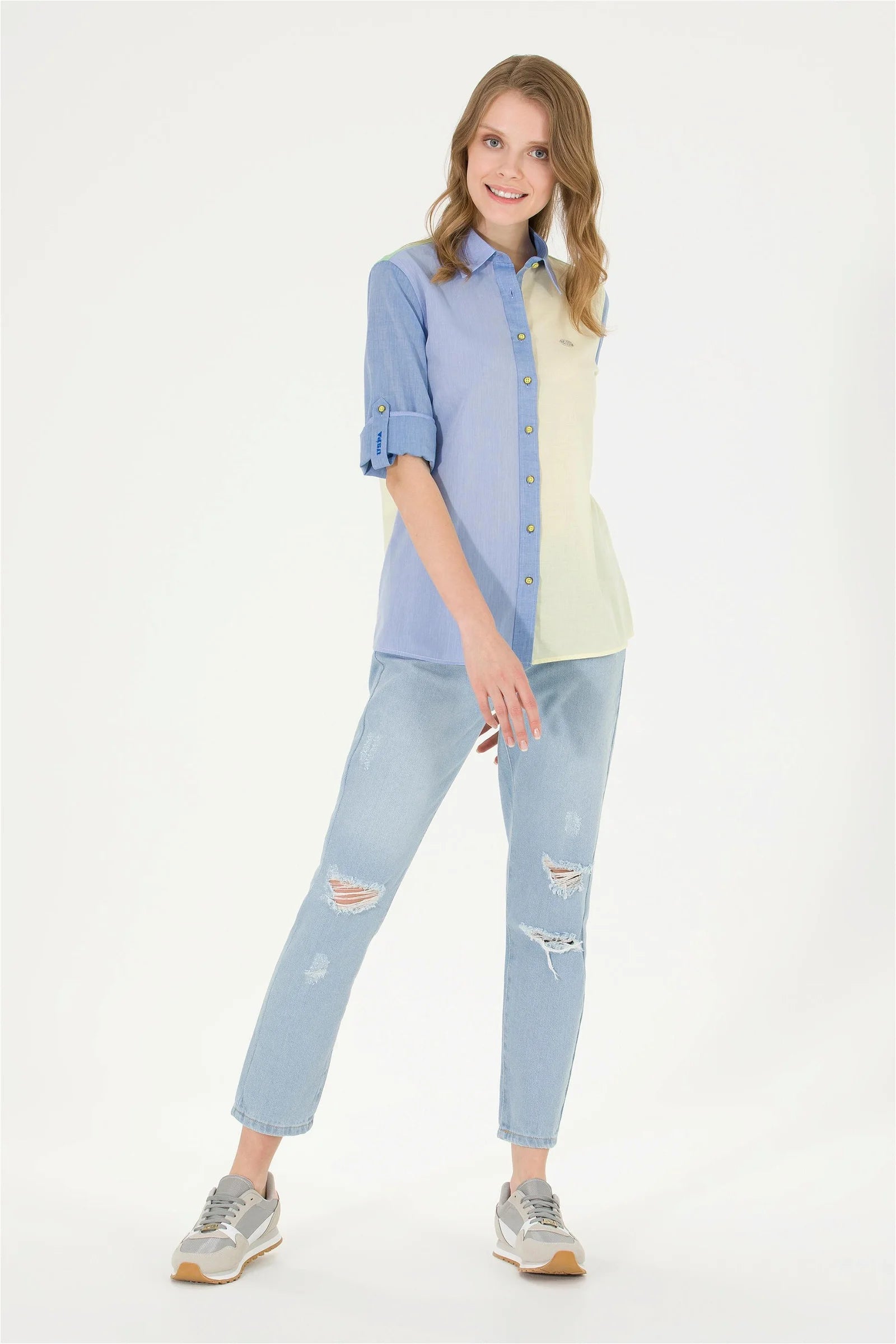 Multi-Color Color Block Long Sleeve Shirt