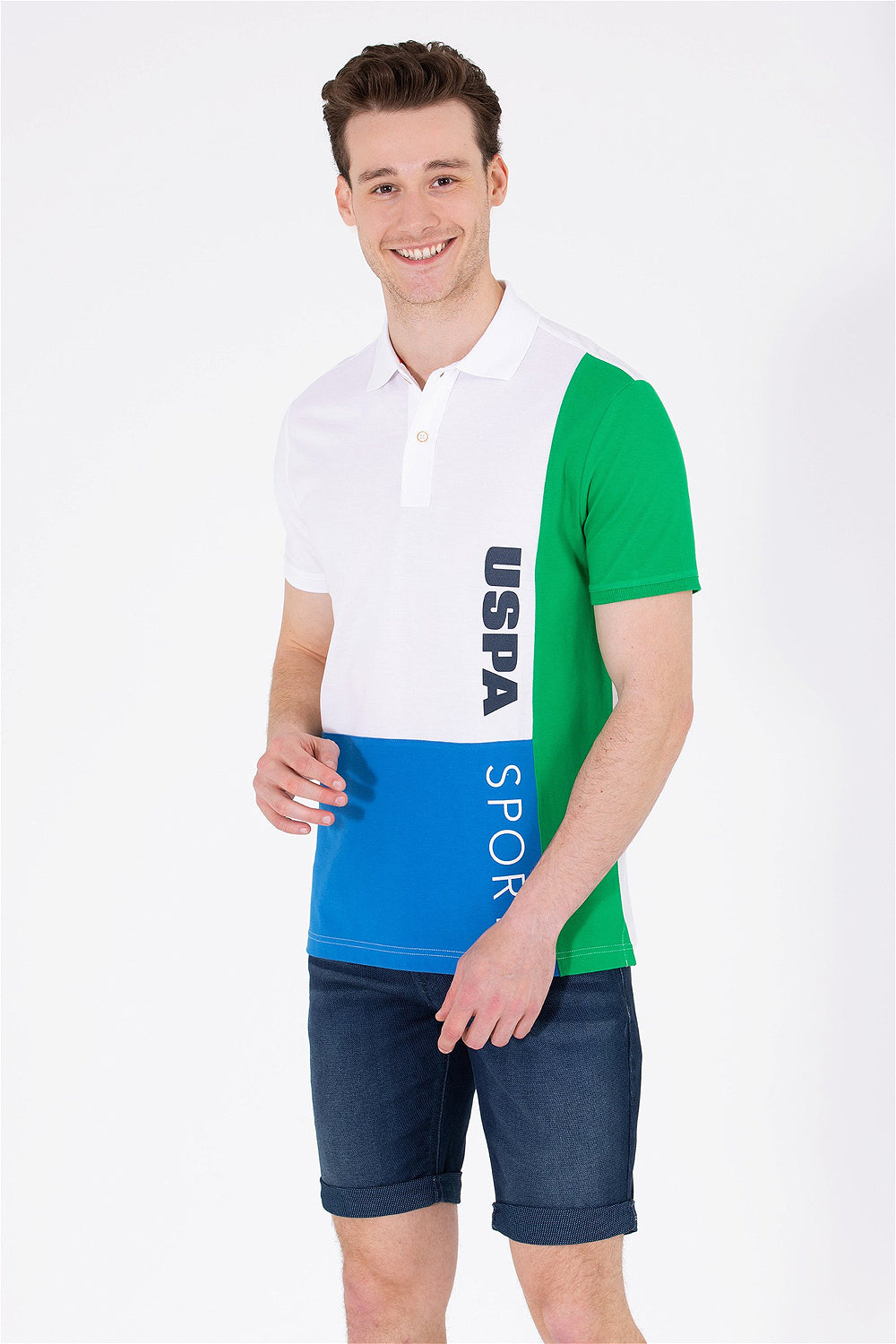 Multi-Color Color Block Short Sleeve Polo Shirt - BEVAVA