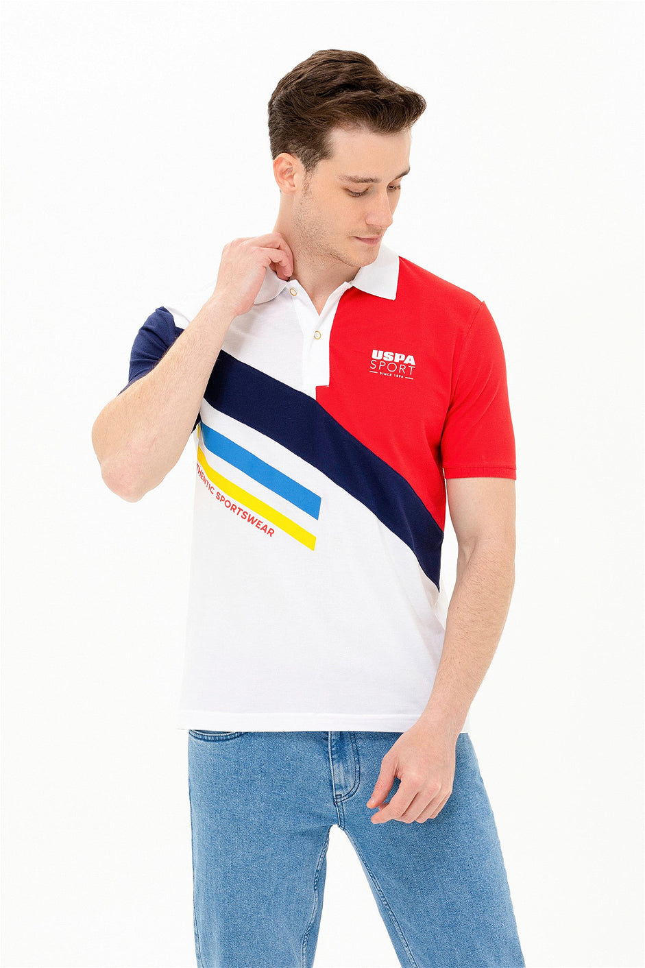 Multi-Color Color Block Short Sleeve Polo Shirt - BEVAVA