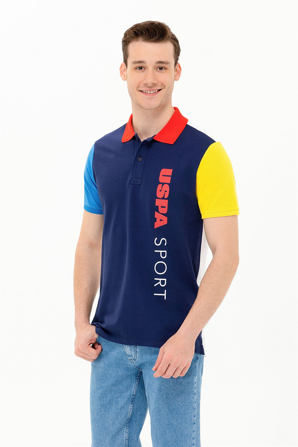 Multi-Color Color Block Short Sleeve Polo Shirt - BEVAVA