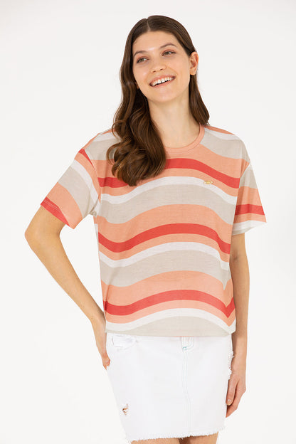 Multi-Color Striped Short Sleeve T-Shirt
