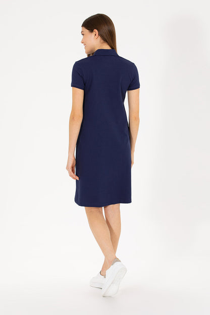 Navy Blue Short Sleeve Dress