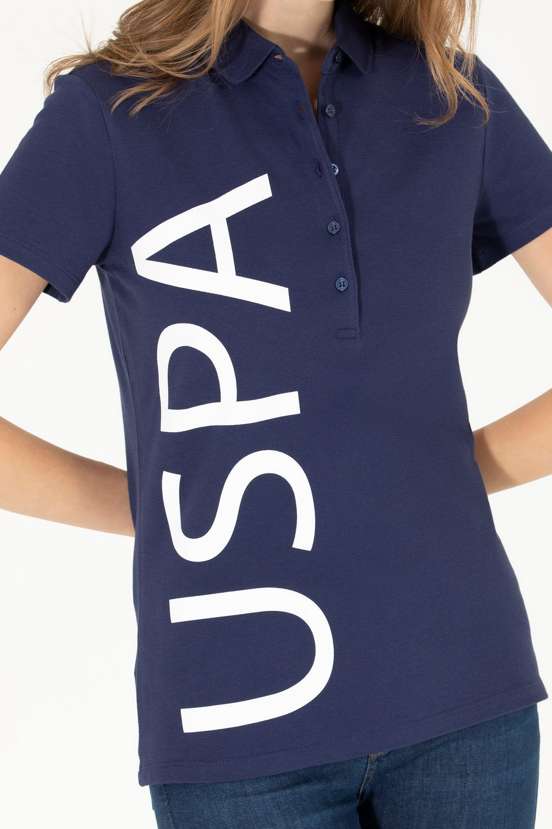 Navy Blue Short Sleeve Graphic Polo Shirt
