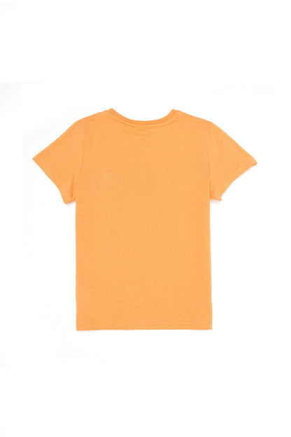 Orange Short Sleeve T-Shirt With Graphics - BEVAVA