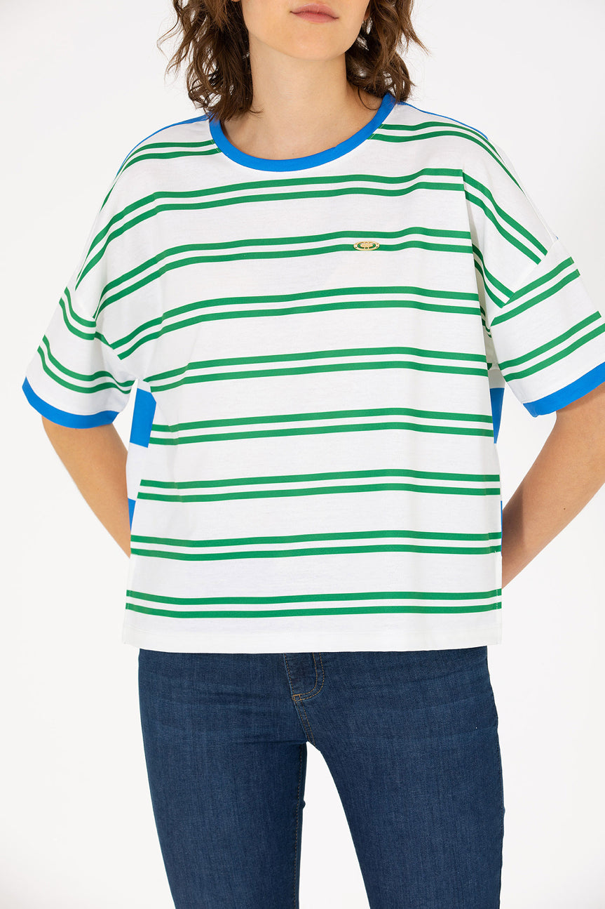 Oversized Striped Short Sleeve T-Shirt