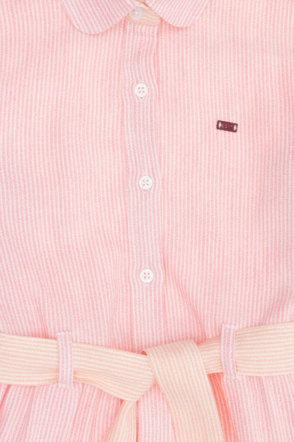 Pink Belted Shirt Dress