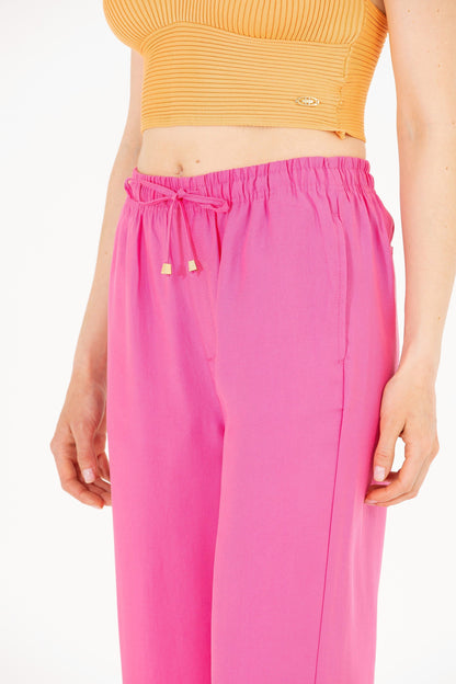 Pink Wide Leg Palazzo Trouser With Side Slits - BEVAVA