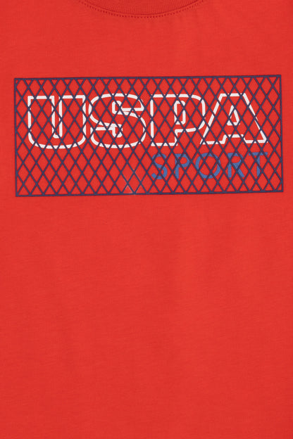 Red Short Sleeve Graphic Polo Shirt
