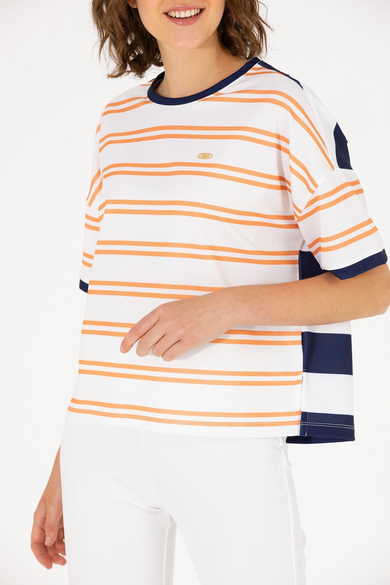 Striped Over-Sized Short Sleeve T-Shirt - BEVAVA