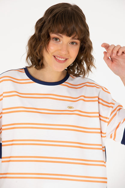 Striped Over-Sized Short Sleeve T-Shirt - BEVAVA