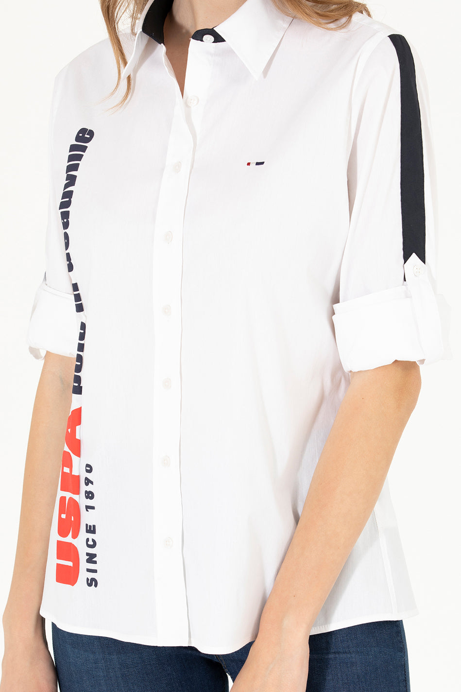 White Long Sleeve Shirt With Colorful Design