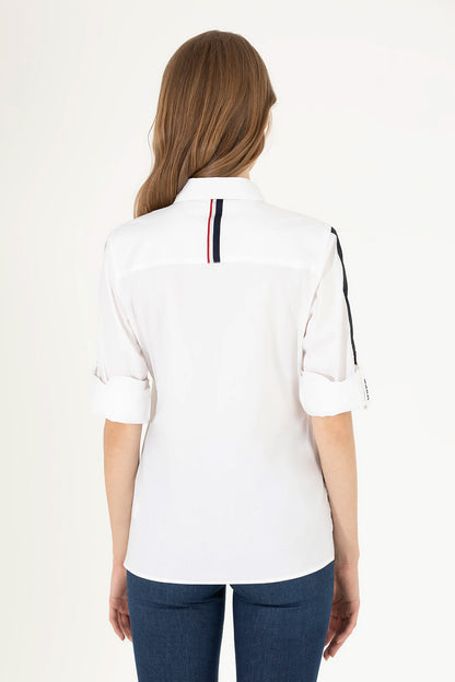 White Long Sleeve Shirt With Colorful Design