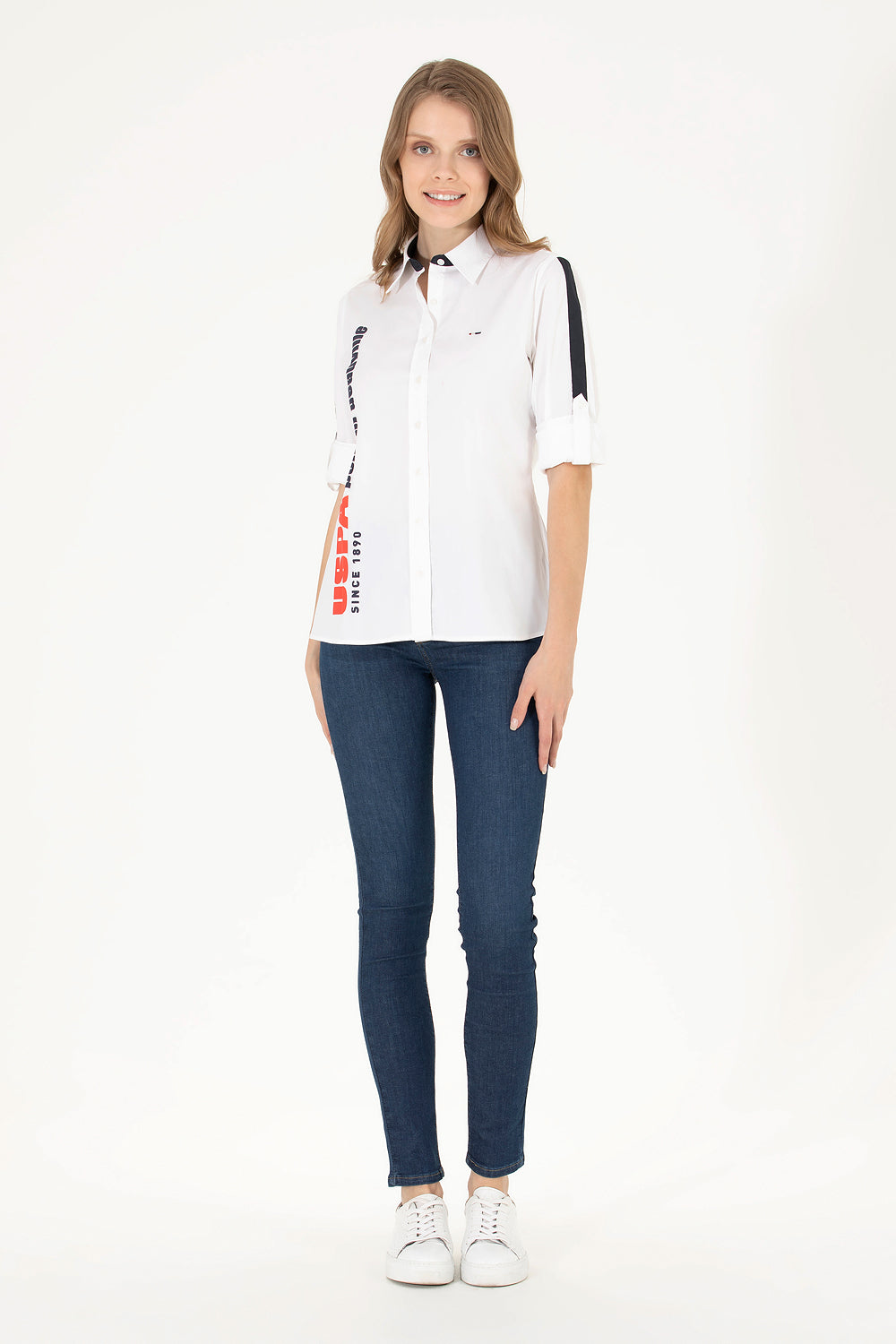 White Long Sleeve Shirt With Colorful Design