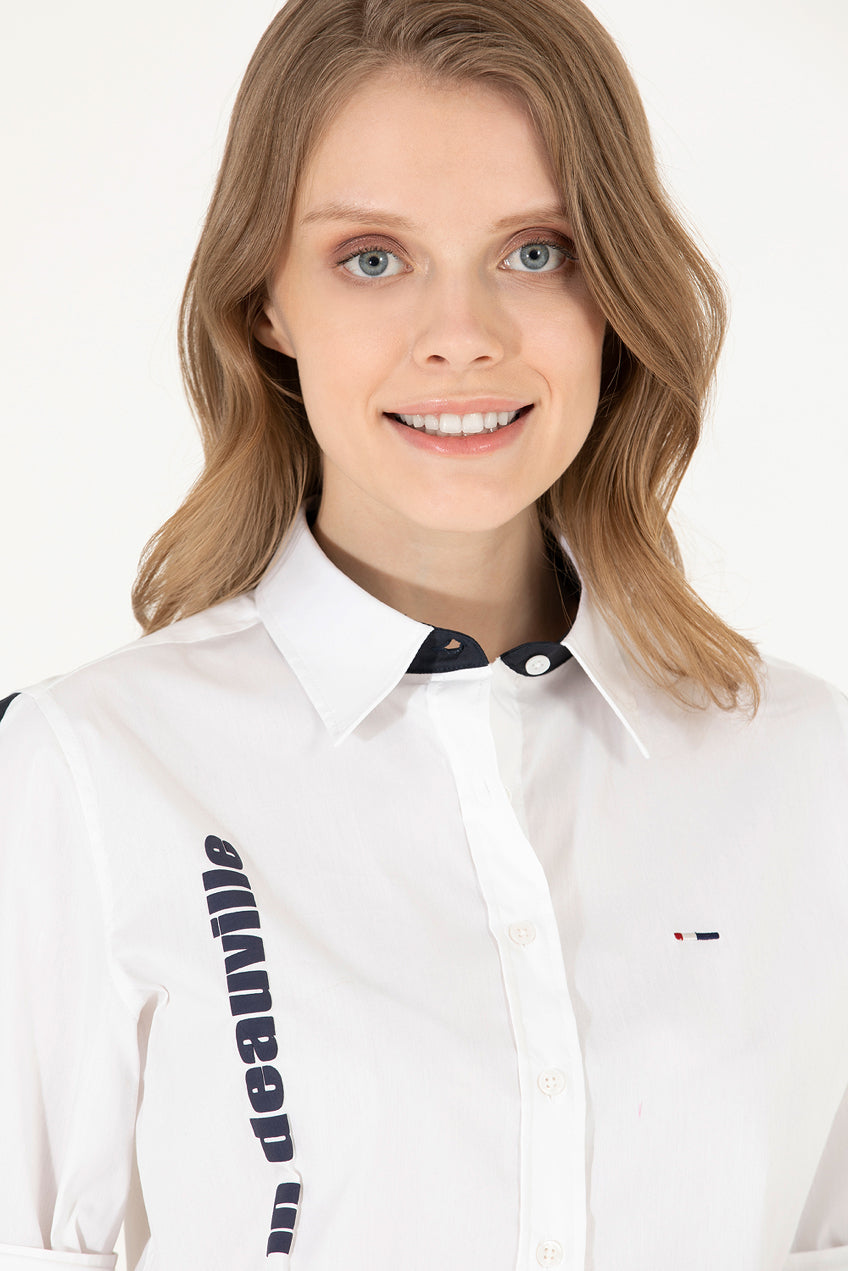 White Long Sleeve Shirt With Colorful Design