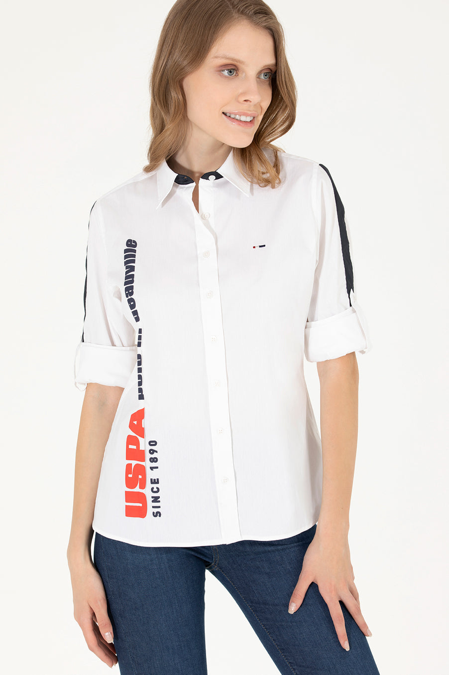 White Long Sleeve Shirt With Colorful Design