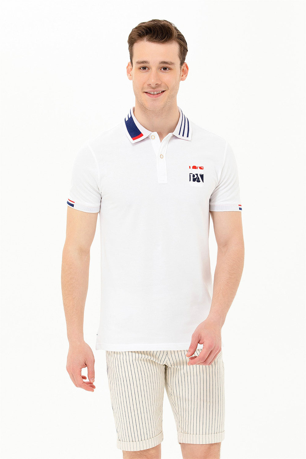 White Short Sleeve Polo Shirt - BEVAVA