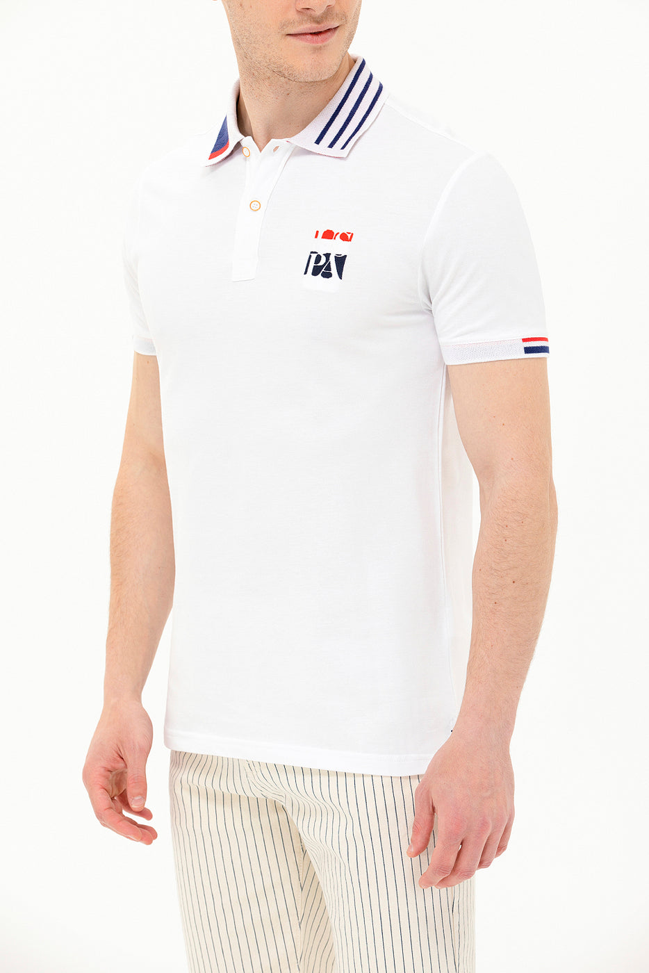 White Short Sleeve Polo Shirt - BEVAVA