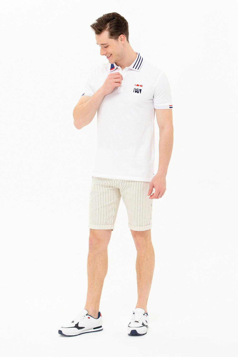 White Short Sleeve Polo Shirt - BEVAVA