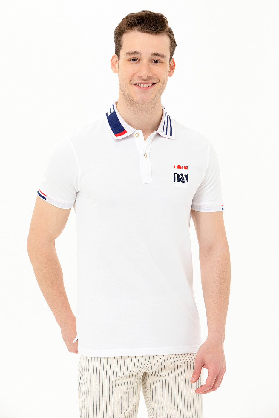 White Short Sleeve Polo Shirt - BEVAVA