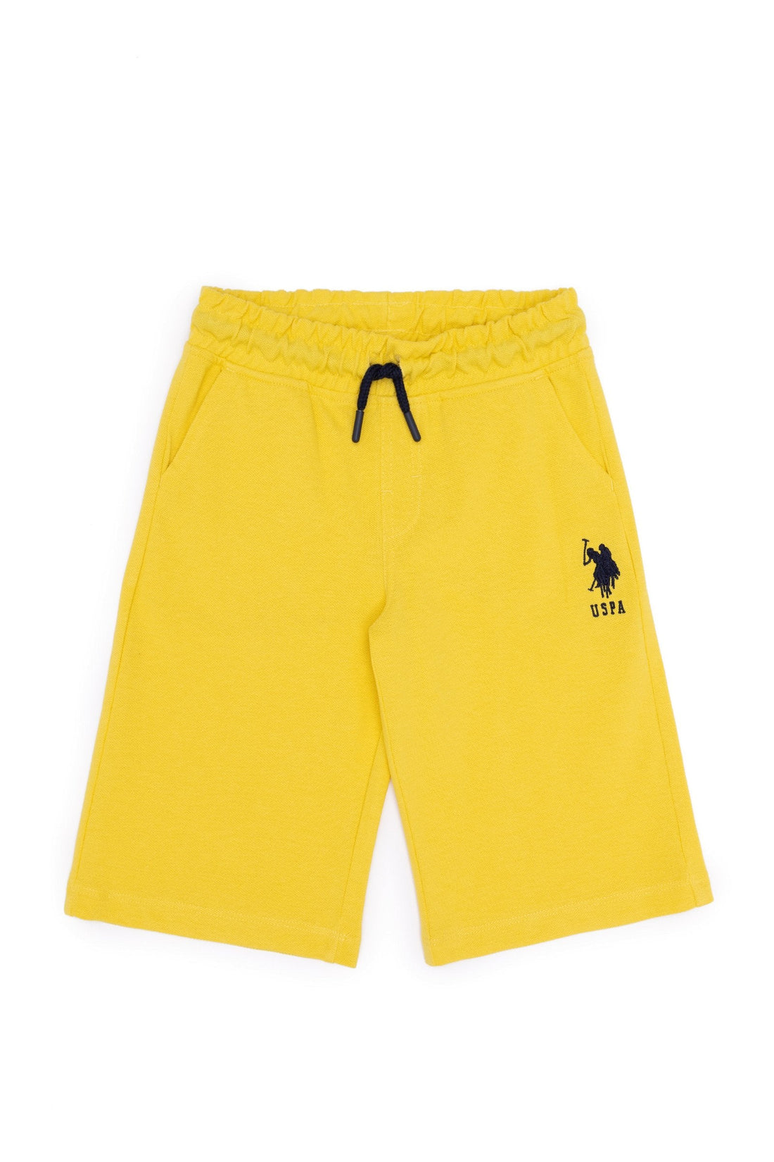 Yellow Knitted Shorts With Black Drawstrings - BEVAVA